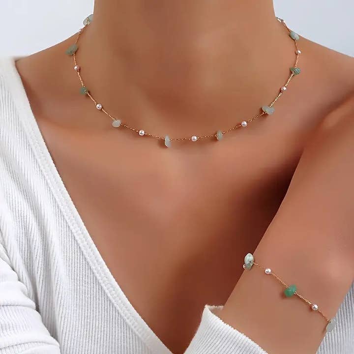 Vintage Pendant Necklace & Bracelet Set (2pcs) – Fashionable & Minimalist Women’s Jewelry for wholesale by Huis Van Merken