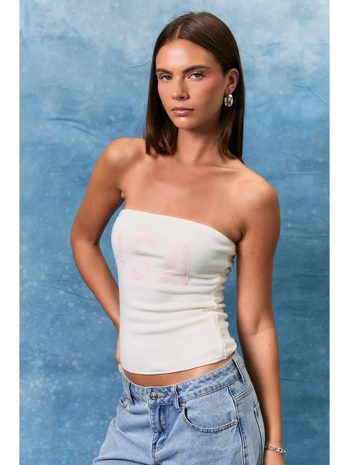 LE LIS - Wholesale Bustier - Women's - DOUBLE LINED TUBE TOP WITH "USA" WORD ON FRONT8