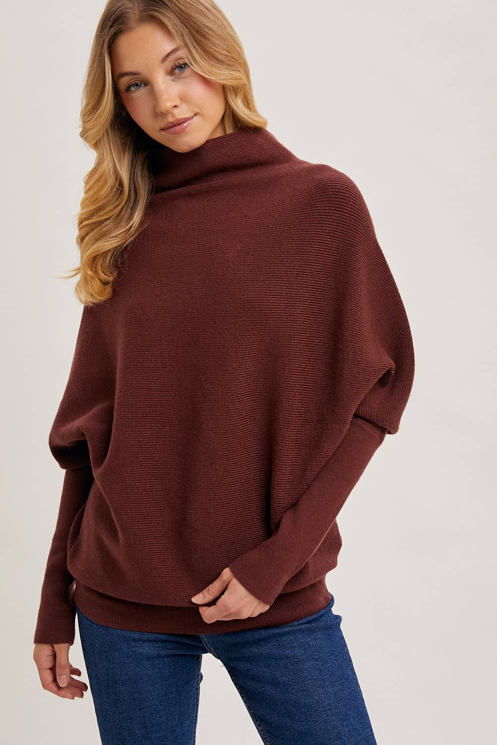 Bluivy - Wholesale Knit Sweater - Women's - SLOUCH NECK DOLMAN SLEEVED PULLOVER33