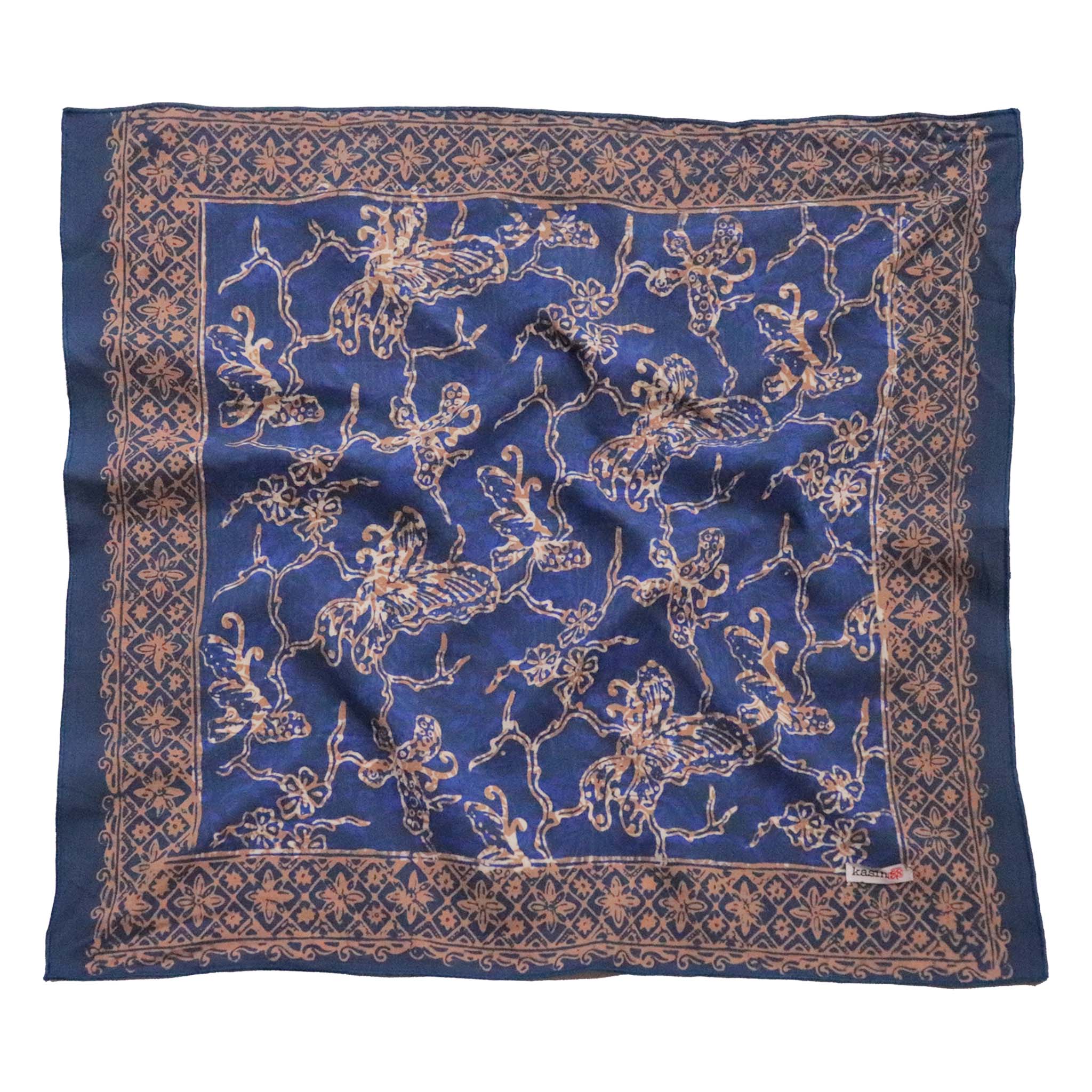 Kasih Co-op - Wholesale Bandana - Unisex - Batik Bandana Blue Butterfly, 100% Cotton, Hand Dyed Hair Cover Scarf5