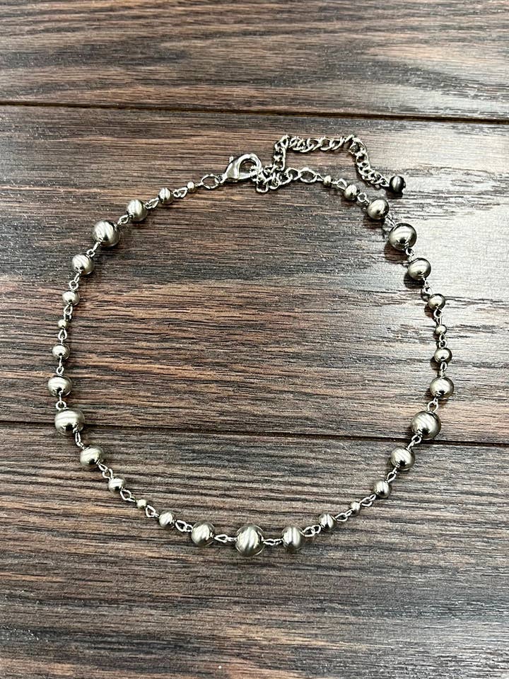 739001, Collana di Perline Navajo in Argento Fatto a Mano da 16" per la vendita all'ingrosso da parte di ISAC Trading Inc