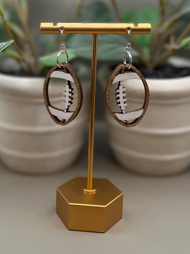Football Dangle Earrings for wholesale by Saints Place Designs