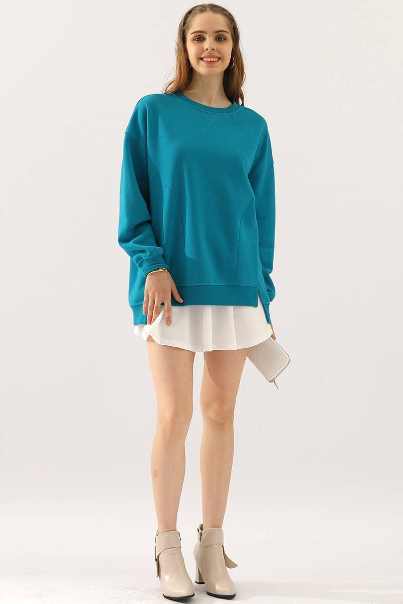 NINEXIS - Wholesale Sweatshirt - Women's - CWTTL905_LONG SLEEVE ROUND NECK CUT HEM SWEATSHIRT15
