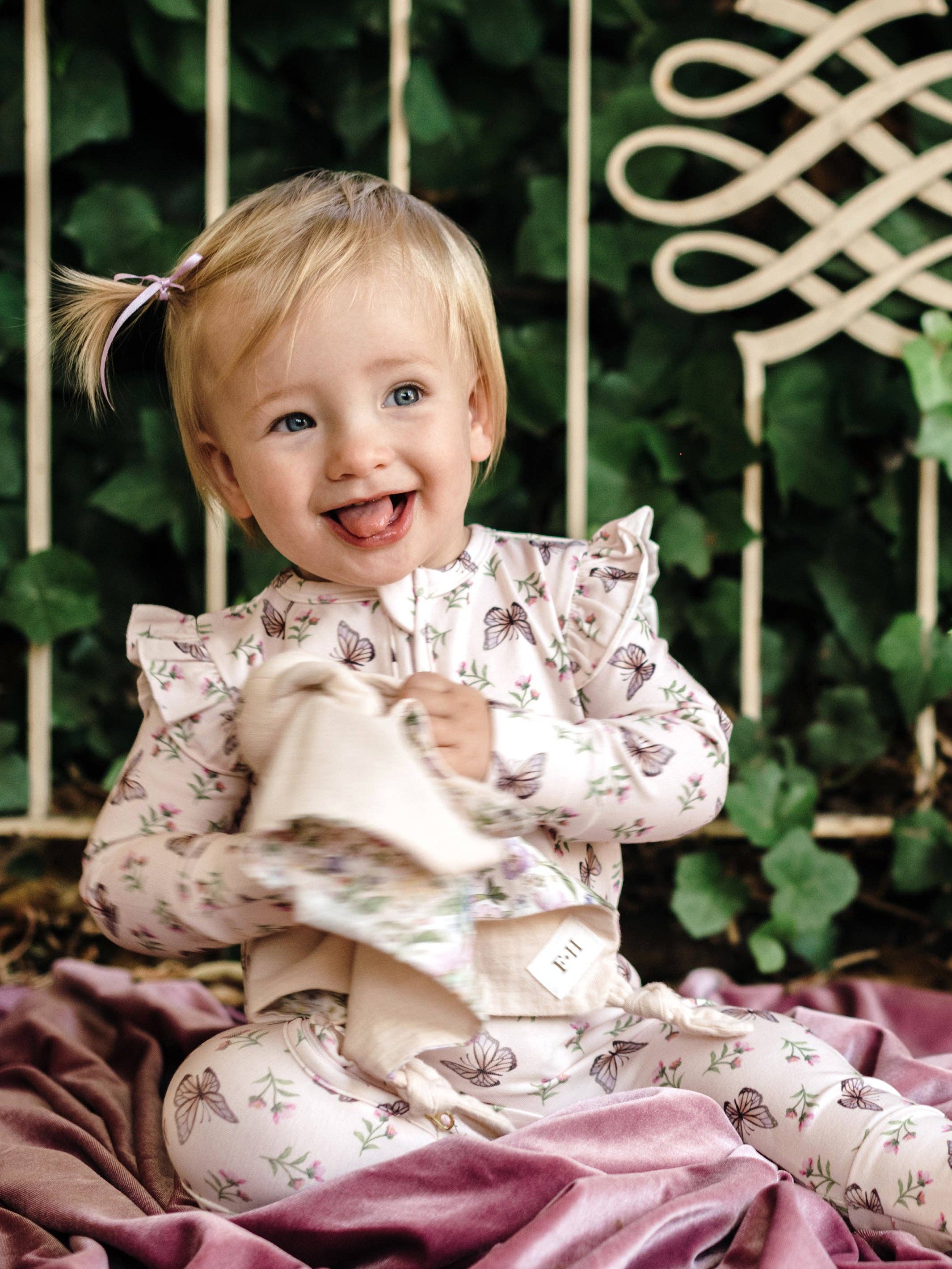 Fleur Harris - Wholesale Jumpsuit - Baby - 'Dancing Butterflies' Precious Frill Coverall - Pearl3
