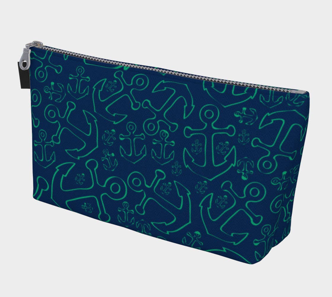SummerTies - Wholesale Makeup/Cosmetic Bag - Anchor Dream Makeup Bag - Green on Navy1
