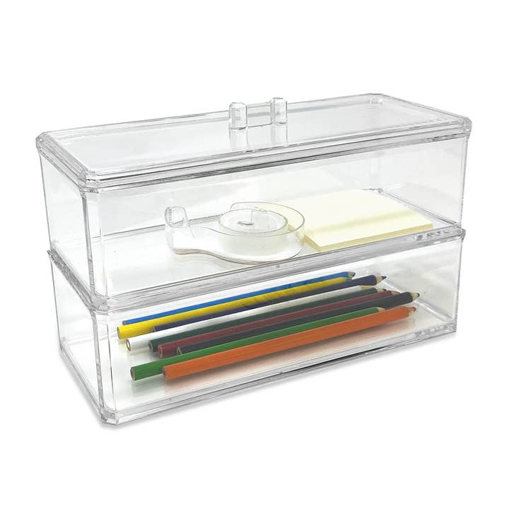 Isaac Jacobs International – Großhandel Schubladen-Organizer – Isaac Jacobs 2er-Set stapelbare Organizer aus Acryl mit Deckel4