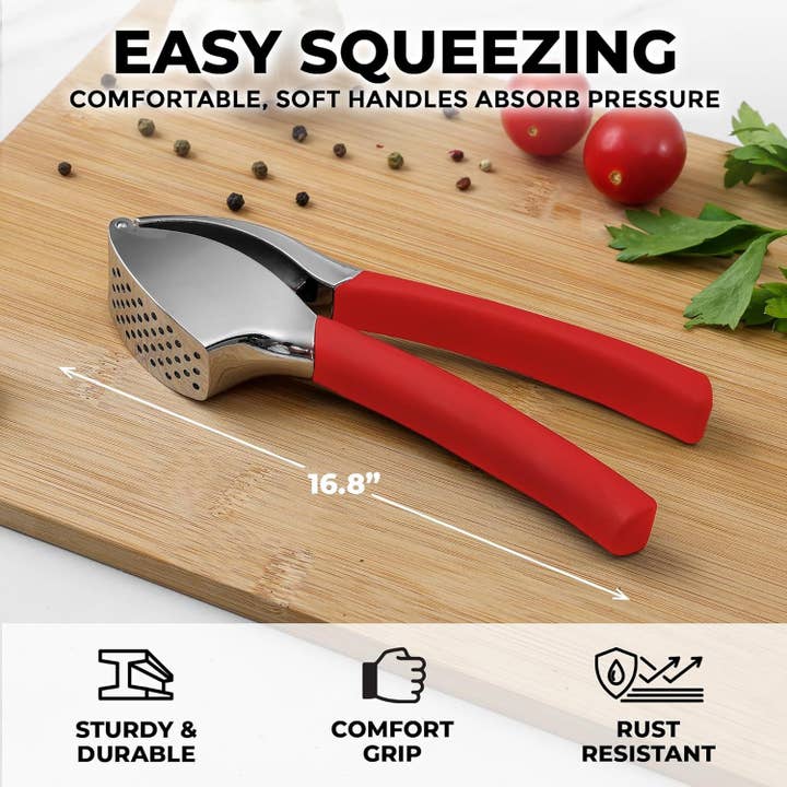 Zulay Kitchen - Wholesale Kitchen Tool/Gadget - Garlic Press Stainless Steel w/ Peeler and Brush
