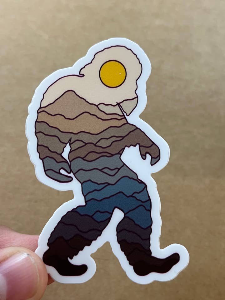 Bigfoot Sasquatch Mountains Sticker for wholesale by ON THE GO Studio
