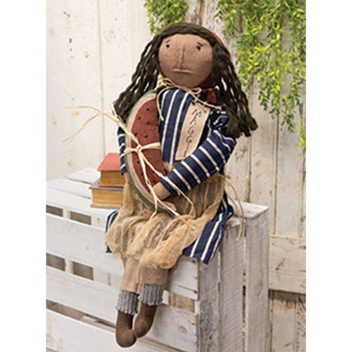 The Hearthside Collection - Wholesale Decorative Tabletop Object - Maggie Doll With Watermelon Slice