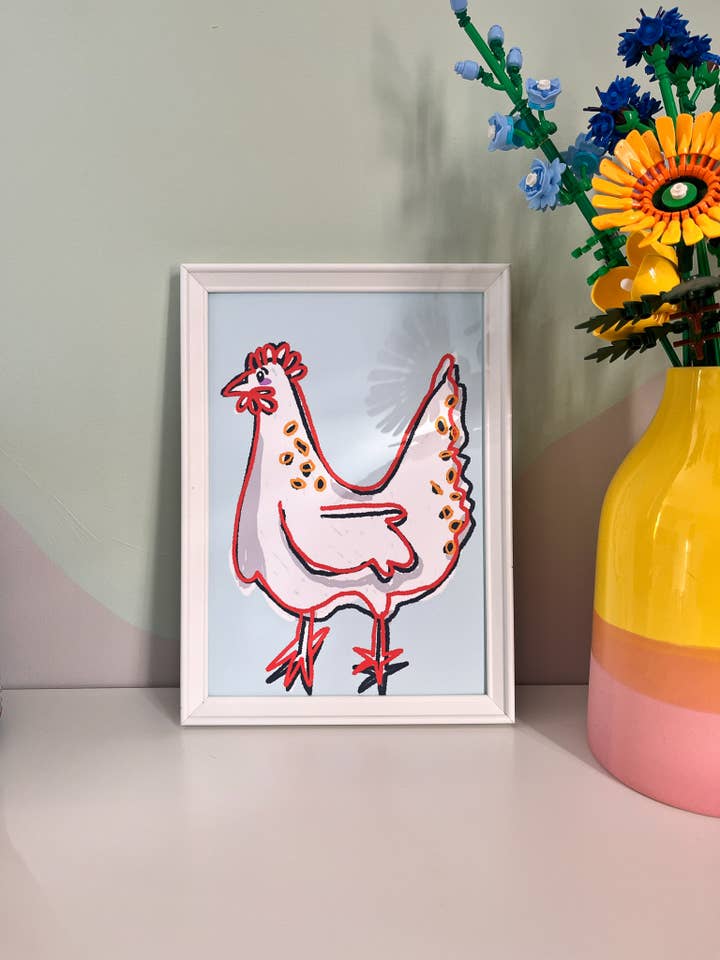 Stampa murale Chick, arte da parete, Blumelishop, decorazione da parete per la vendita all'ingrosso da parte di Blümeli Shop