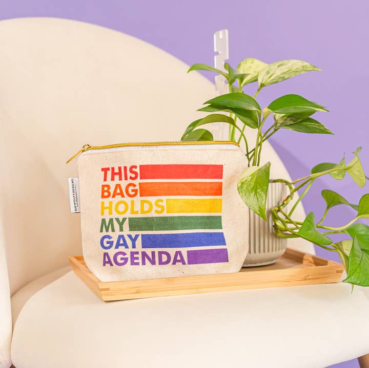 SHEWOLF Designs - Wholesale Makeup/Cosmetic Bag - Pouch: My Gay Agenda Bag / Fun LGBTQ+ Gift + Pride Accessory1