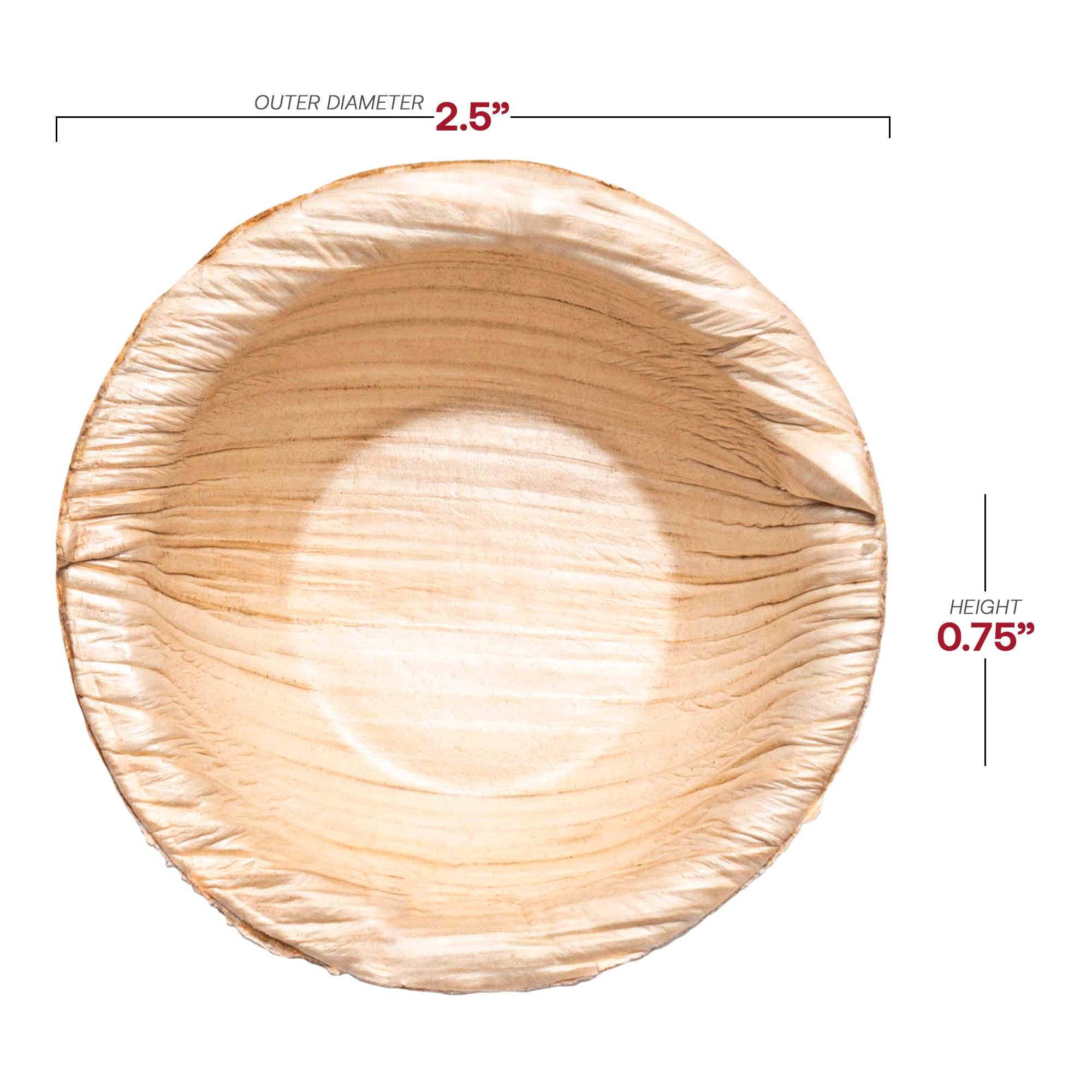 Smarty had a Party - Wholesale Disposable Plate - 2.5" Round Palm Leaf Eco Friendly Mini Dip Bowls - 100 pcs2