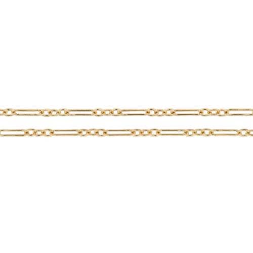 14Kt Gold Filled 5.5x2mm Flat Long and Short Cable Chain - 5 Feet Spool for wholesale by Plazko