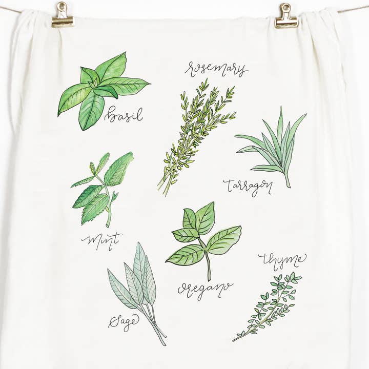 Herbs Tea Towel for wholesale by Honey Brush Design®