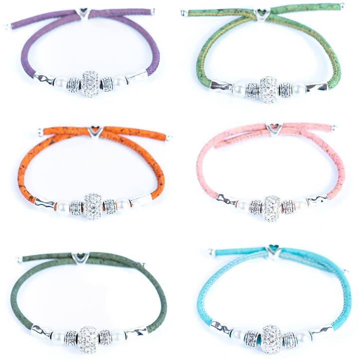 Meninas Bonitas Cork – Großhandel Armband mit Charms/Anhängern – handgefertigter Korkschmuck für Damen aus Portugal BR-465-MIX-6 (NEU)