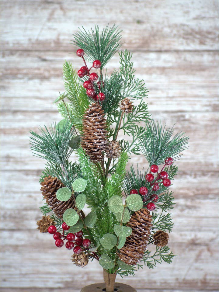 Red Icy Berry & Pine 18in Pick for wholesale by Wholesale Home Decor