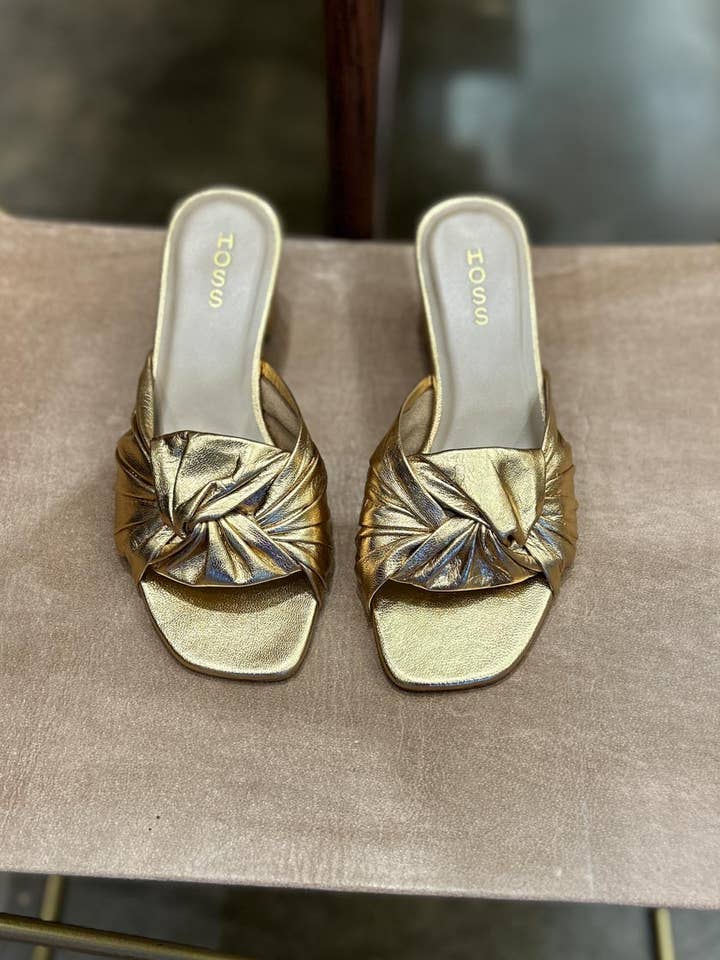 HOSS Gold Leather Camille Mule for wholesale by HOSS