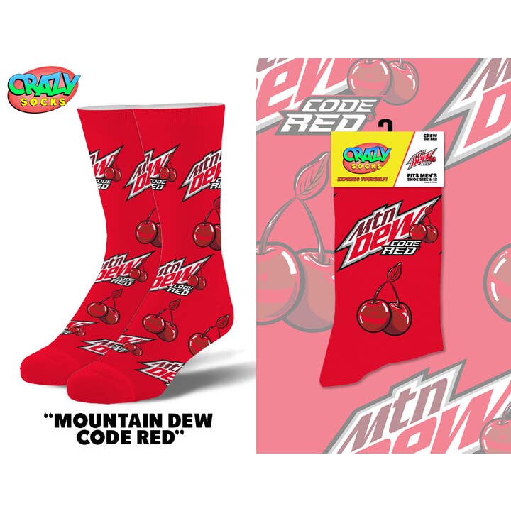 Mountain Dew Code Red - Mens Crew Folded for wholesale by Crazy Socks