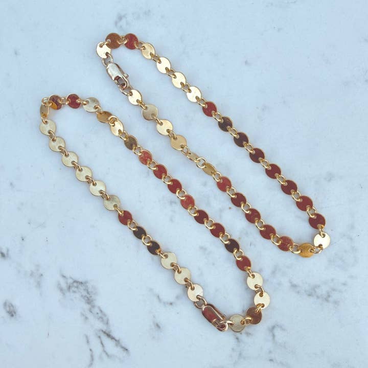 Gold Filled Sequin Chain Bracelet for wholesale by Plumage Jewelry