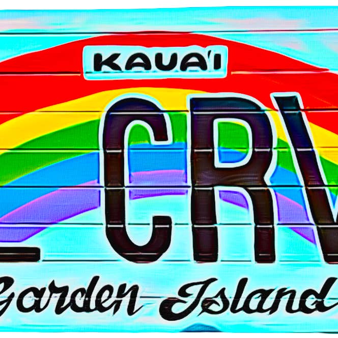 Autocollant de licence Island Craves sur vinyle blanc pour la vente par Happy Camper TX