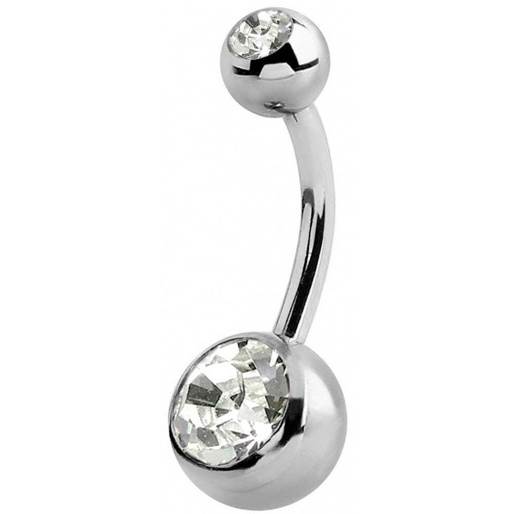 Bodytrend - Wholesale Belly Ring - Double Jeweled Bananabell Belly Ring, Surgical Steel 316L15