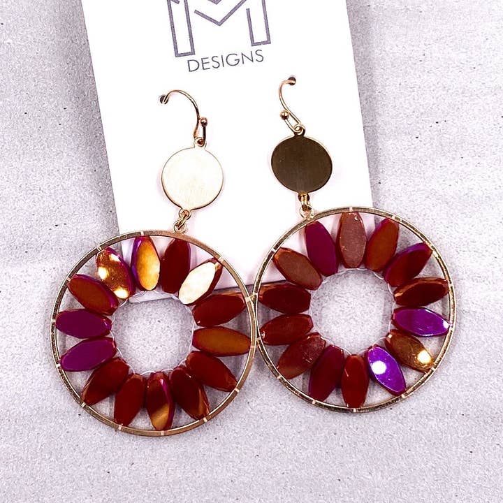 Sun Earrings - Wine for wholesale by MM Designs