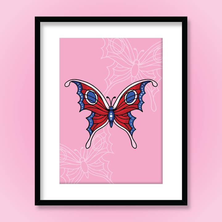 Insekt Traditionell Tatuering Fjäril Konsttryck för wholesale av Ruby Roller Art