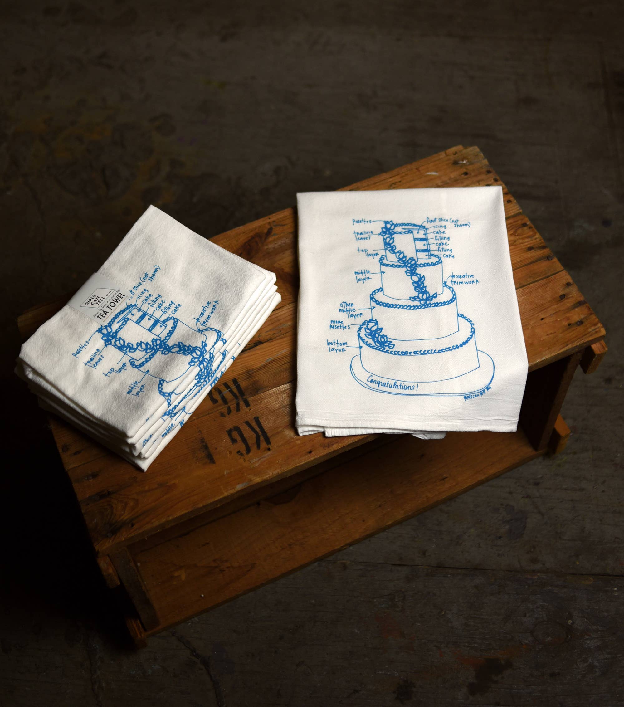 Girls Can Tell - Wholesale Tea Towel - Wedding Cake Tea Towel | kitchen | flour sack | dish towels2