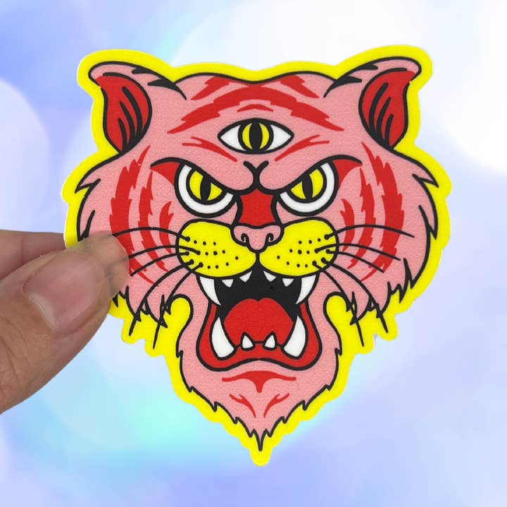 Trippy Tiger Sticker for wholesale by Naked Eye Studio
