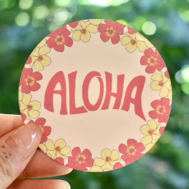 Adhesivo Aloha con forma de círculo floral para venta al por mayor de Revel Sun Hawai'i