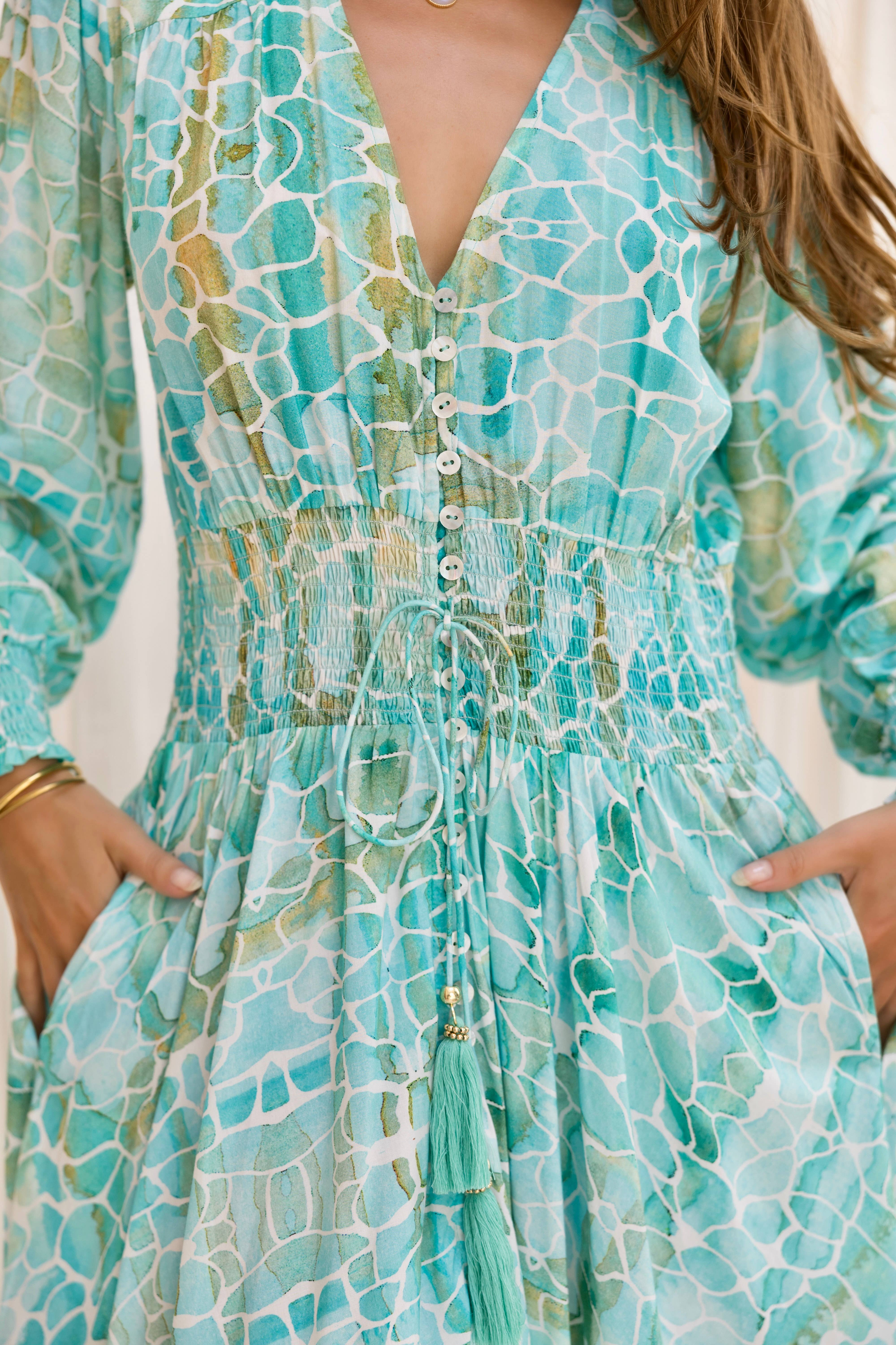 Sophia Alexia - Wholesale Dress - Women's - AQUA PEBBLES ST TROPEZ MAXI DRESS6