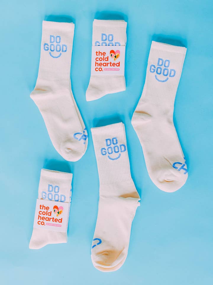 The Cold Hearted Collective - Wholesale Socks - Unisex - Cute Do Good Smiley Crew Socks