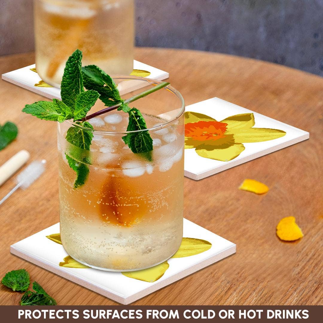 3dRose – Großhandel Untersetzer – 3dRose, Frühlings-Narzissen-Vektor isoliert, Untersetzer2