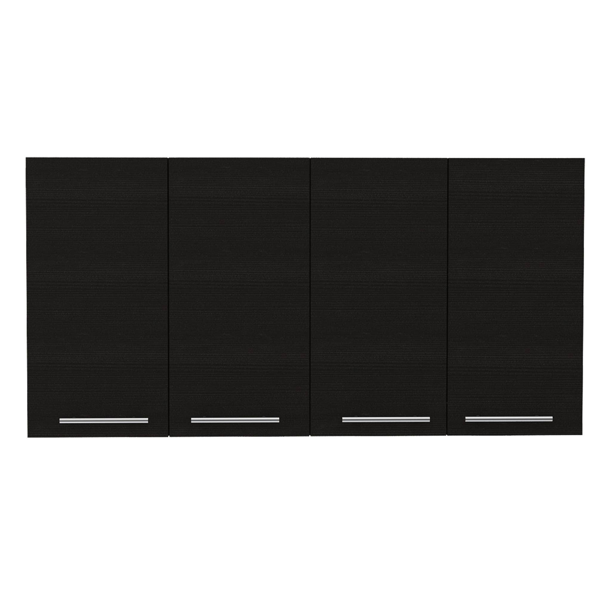 HomeRoots - Vente Rangements/organisateurs de cuisine - Armoire murale d'accent en bois noir de 47" avec quatre portes1