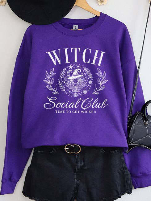 Halloween Clothing Witch Social Club Sweatshirt 224225 for wholesale by Cali Boutique Wholesale