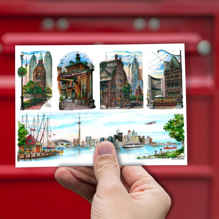 Totally Toronto Art/Sassy City Studio - Wholesale Postcard - Toronto Historic Landmarks Postcard