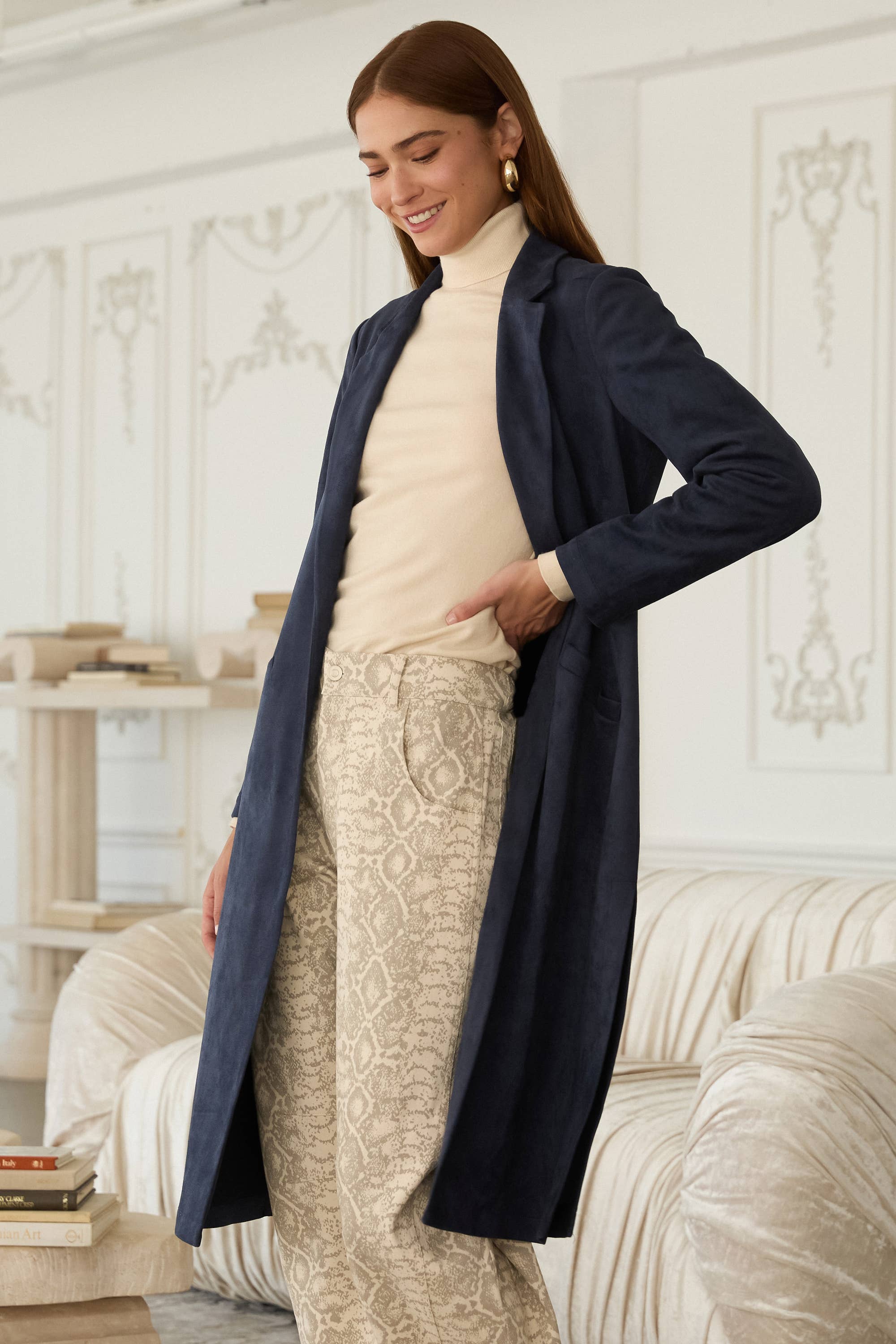 SKIES ARE BLUE - Wholesale Coat - Women's - Faux Suede Duster8