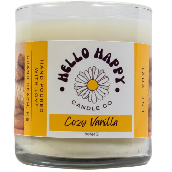 Cozy Vanilla - Vela de Cera de Soja 8oz - Coleção Signature por atacado de Hello Happy Candle Co.