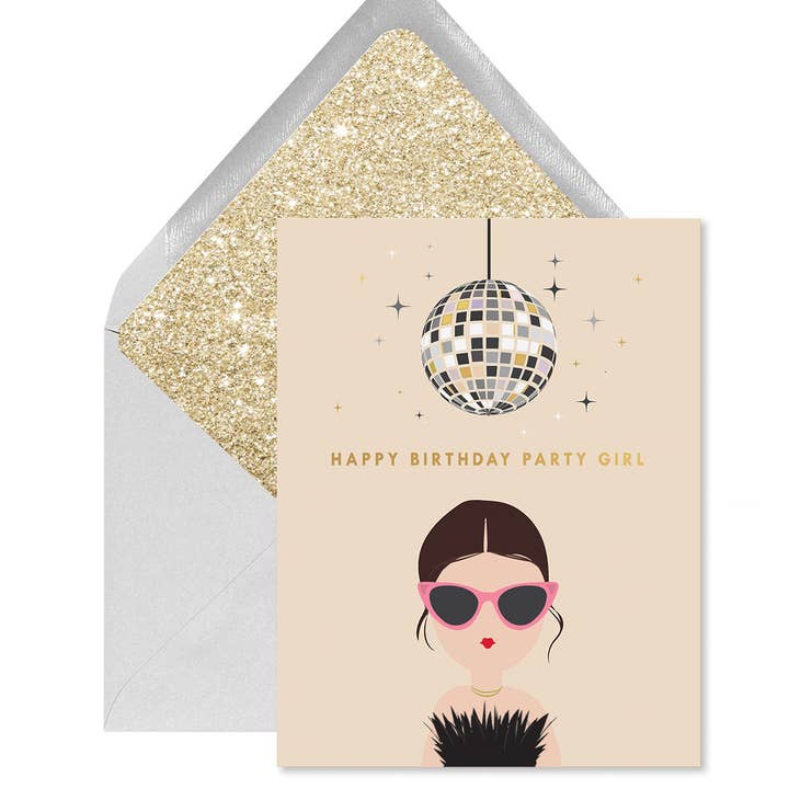 Ginger P. Designs - Wholesale Birthday Card - Disco Party Girl Birthday Greeting Card