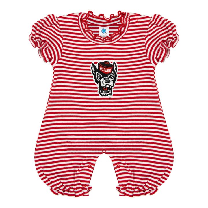 Creative Knitwear - Wholesale Jumpsuit - Baby - NC State Wolfpack Infant Striped Puff Sleeve Romper3