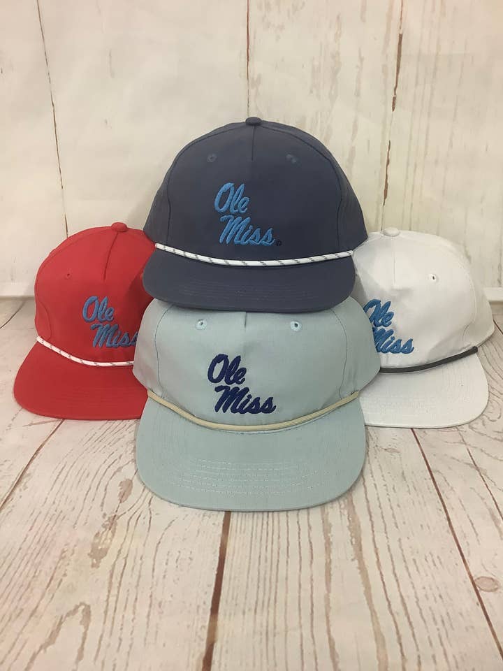 Ole Miss Stacked Rope Cap for wholesale by Speckle Bellies Clothing Company