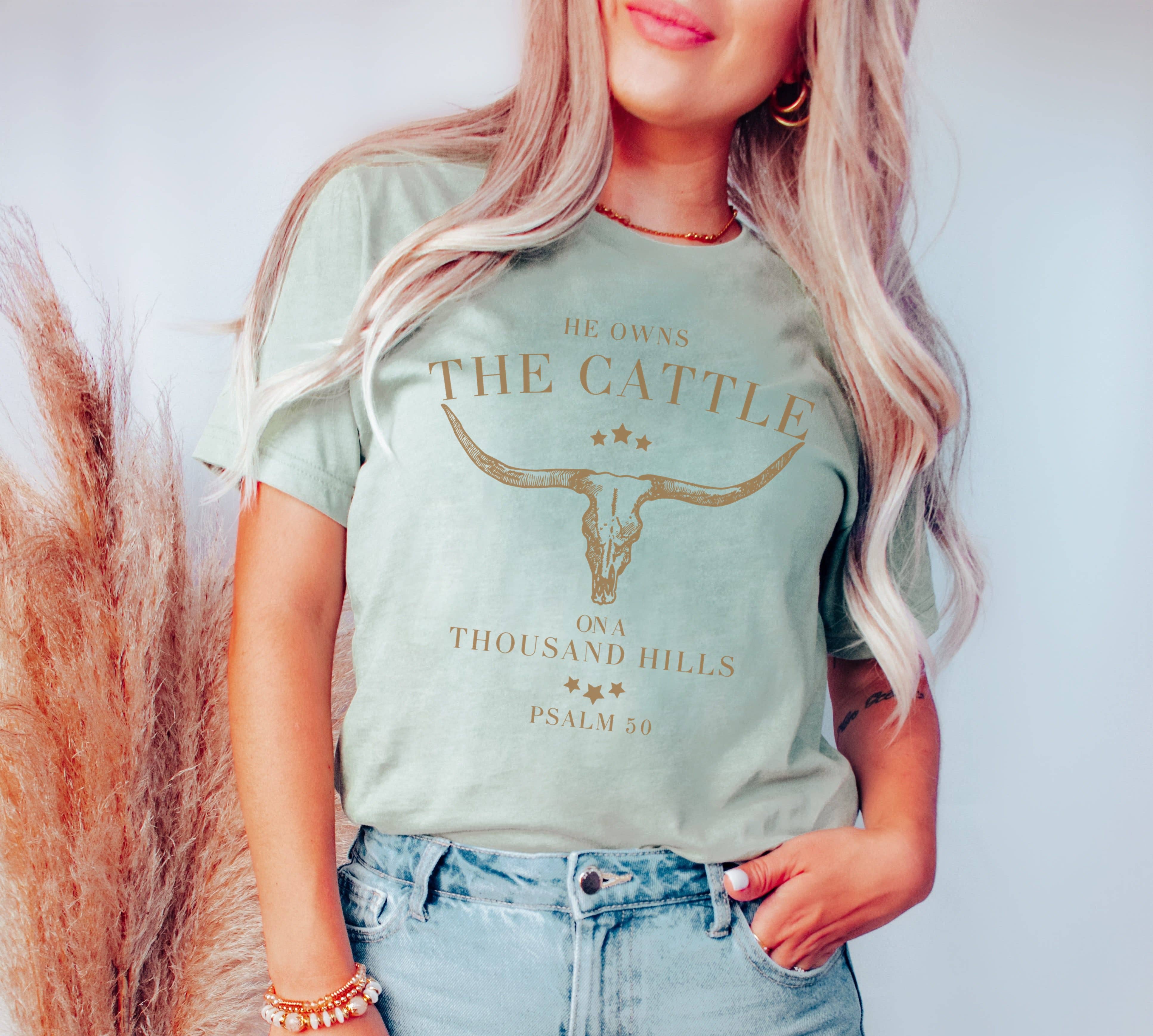 Amy Anne Apparel Inc – wholesale T-shirts med screentryck – Dam – Han äger Cattle Graphic Tee | Western Shirt | Nötkreatur Tee2