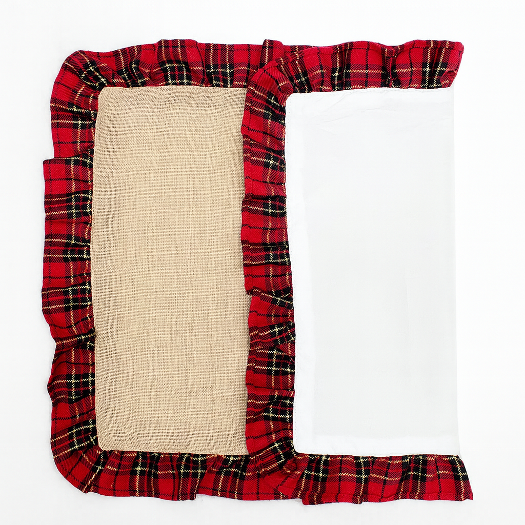 Fennco Styles – Individuais por atacado – Placemat de férias com acabamento em tartan com babados2