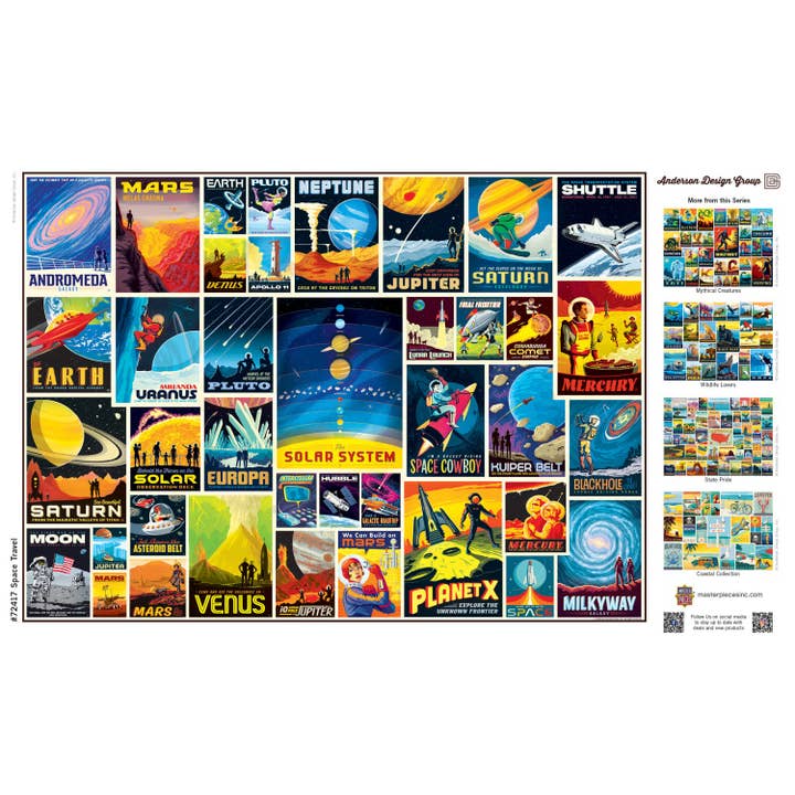 Masterpieces Puzzles - Wholesale Puzzle - Adult - Vintage Posters - Space Travel 1000 Piece Jigsaw Puzzle3