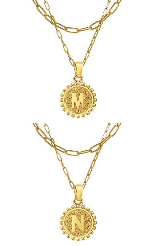 ACCITY - Wholesale Pendant/Charm Necklace - DOUBLE CHAIN INITIALS PENDANT NECKLACE_CWAJE10612