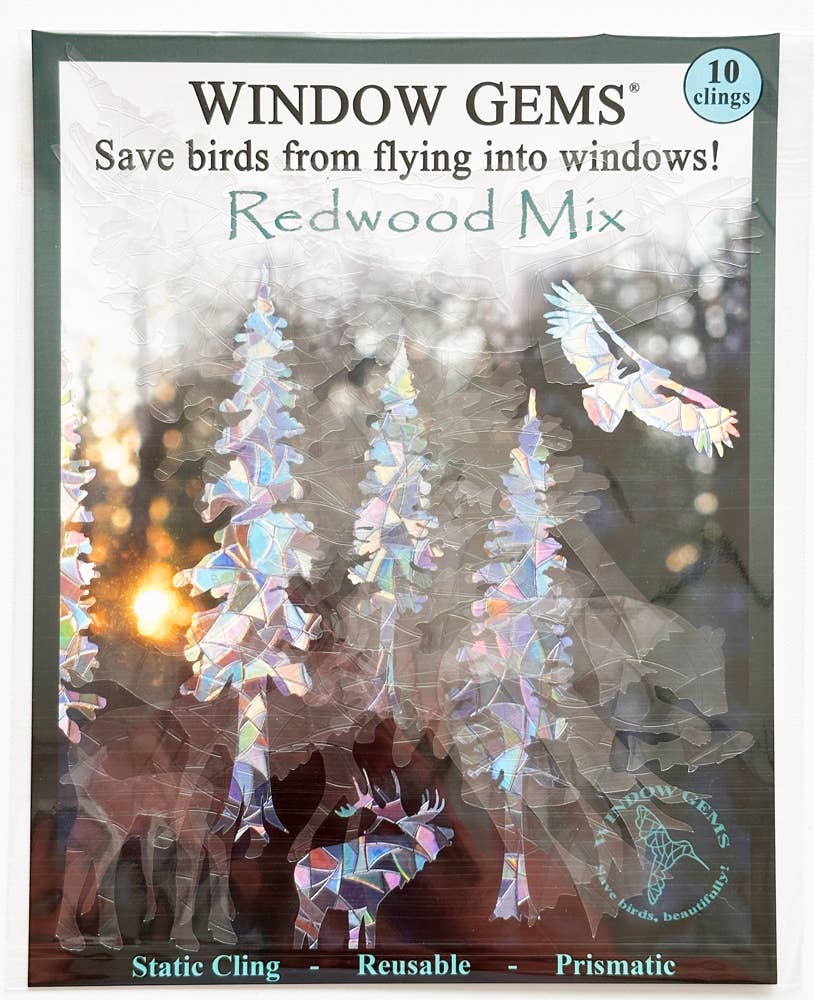 Window Gems - Wholesale Suncatcher - Redwood Mix Window Decals, Save birds from Window Collisions6