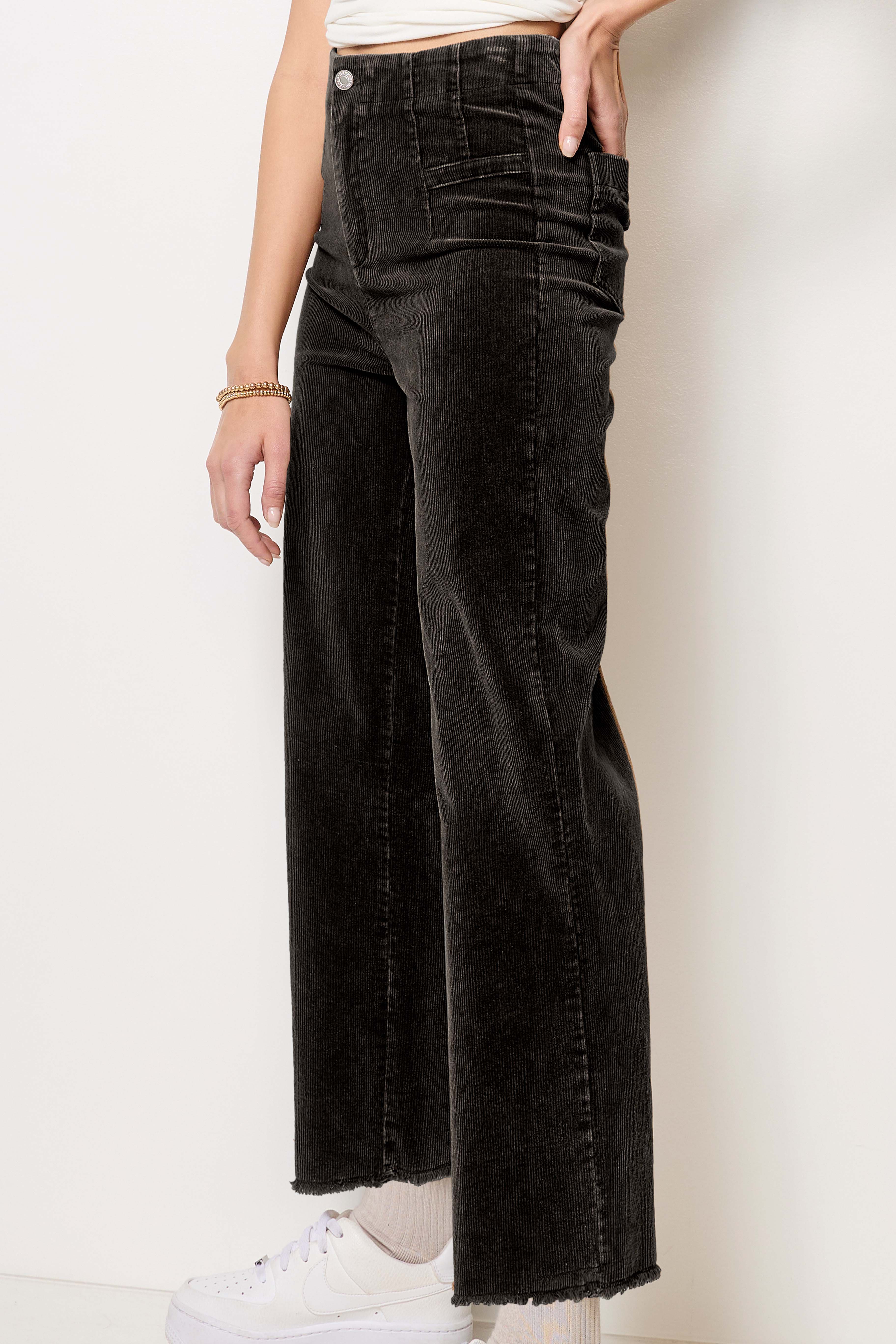 La Miel - Wholesale Pants - Women's - MCP4220-Mineral Washed High Waisted Wide Leg Corduroy Pants26