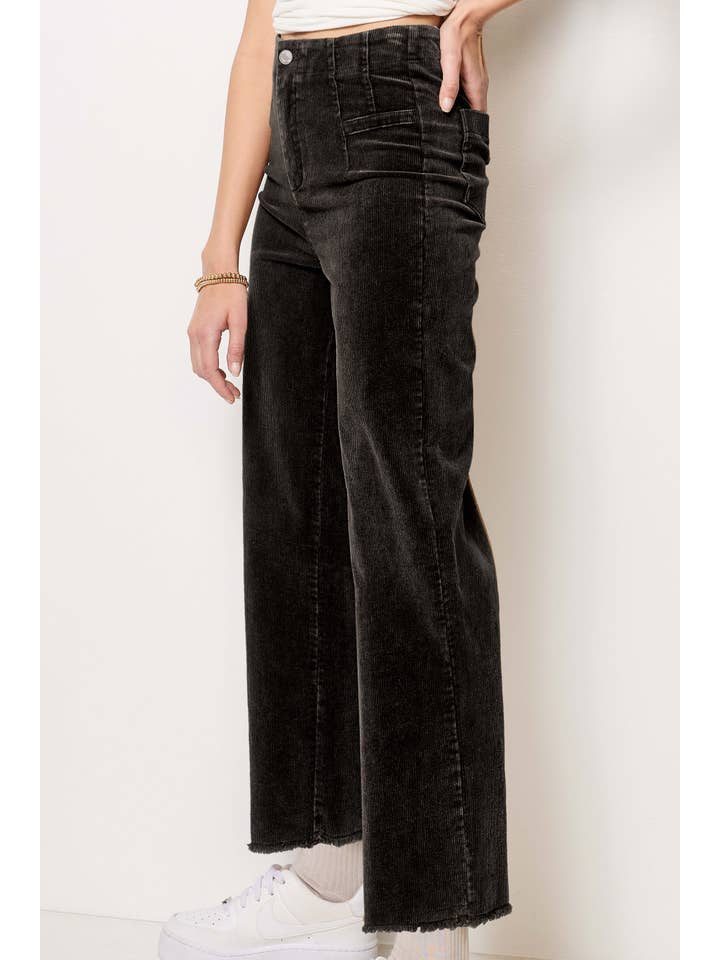 La Miel - Wholesale Pants - Women's - MCP4220-Mineral Washed High Waisted Wide Leg Corduroy Pants26