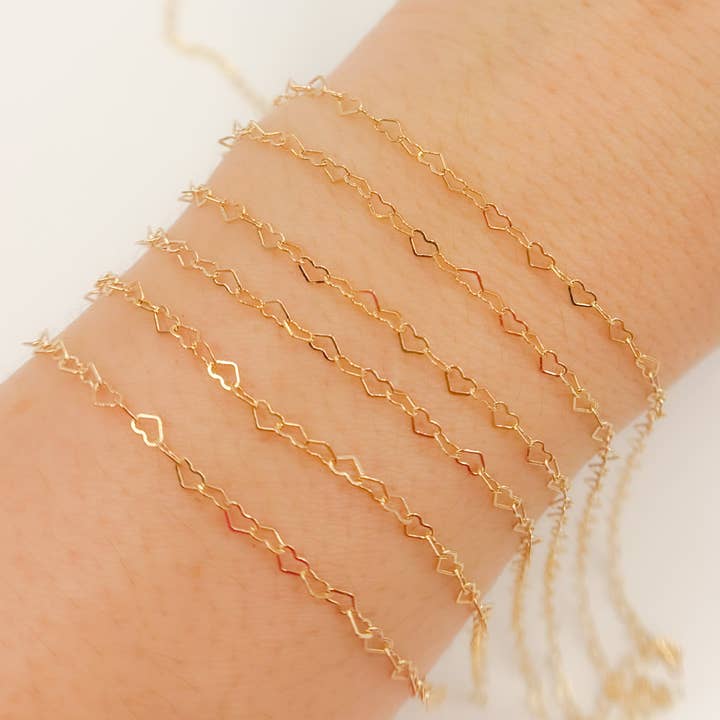 Tresor Jewelry Inc. - Wholesale Link & Chain Necklace - A35F/SPGF. 14K Gold Filled Flat Heart Link Chain2