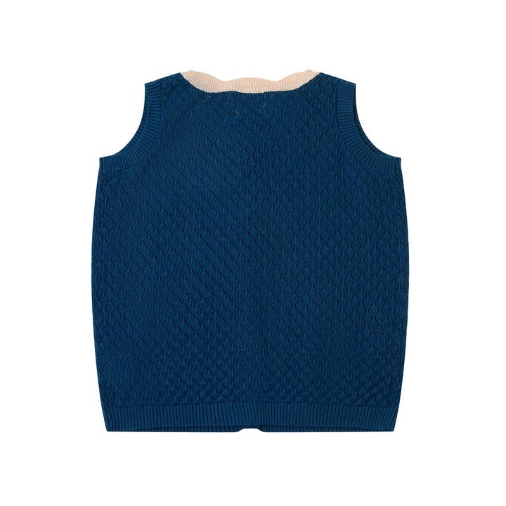 Knit Planet – wholesale Sweater vest – Kids – Shell Collar Vest Navy3